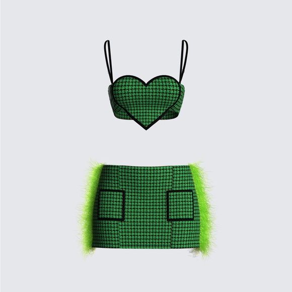 FINESSE Misty Green Houndstooth Skirt - Picture 4 of 5